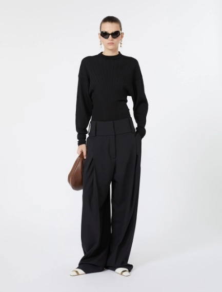 Shaped pure wool sweater - BLACK - Sportmax - 1