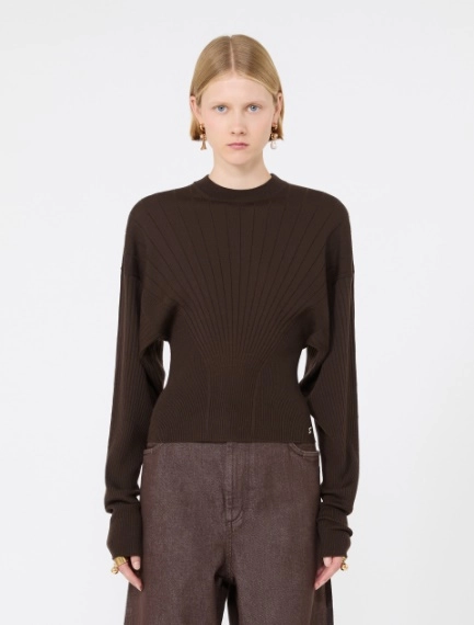Shaped pure wool sweater - CHOCOLATE - Sportmax - 2
