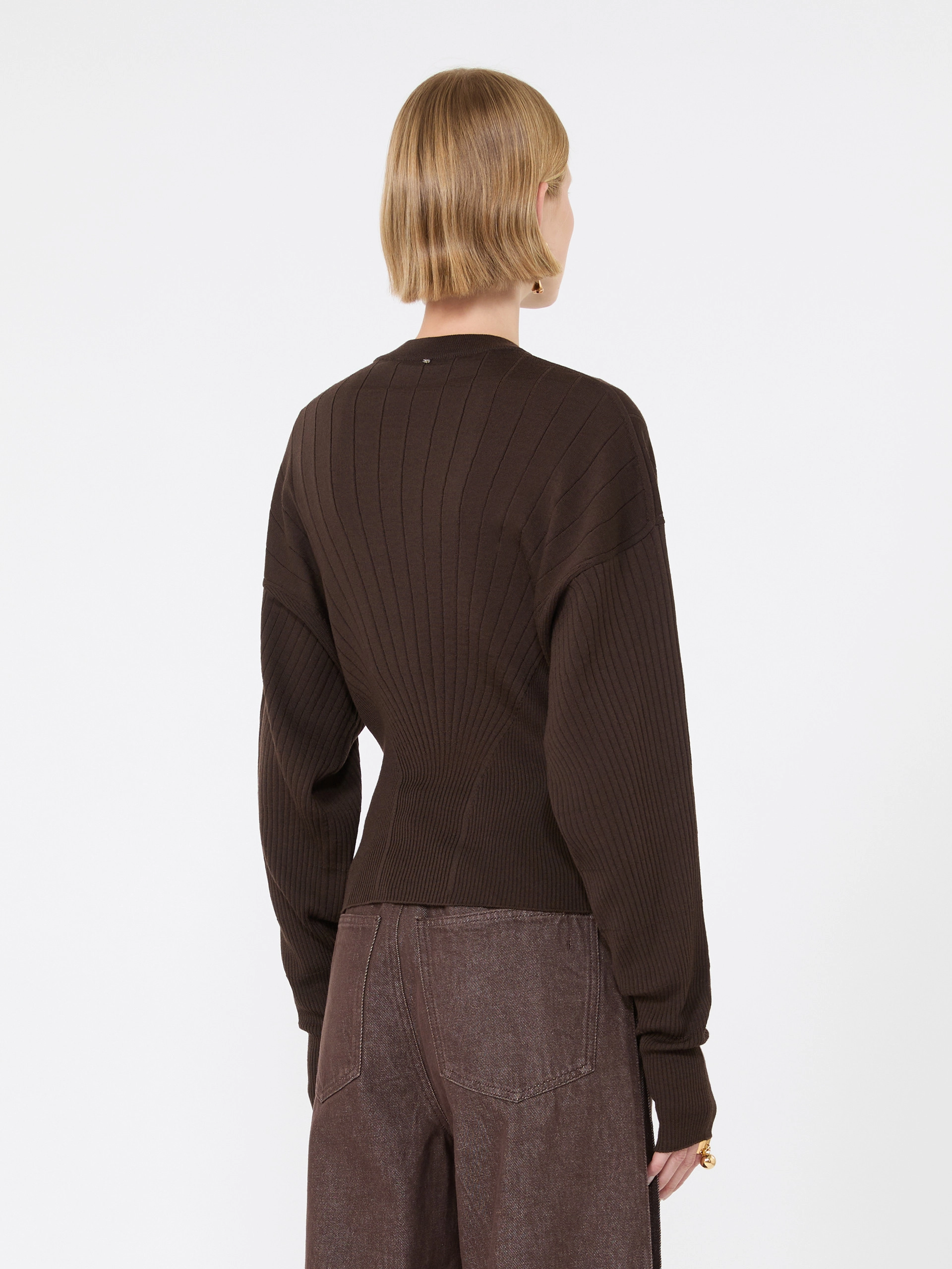 Shaped pure wool sweater - CHOCOLATE - Sportmax - 3