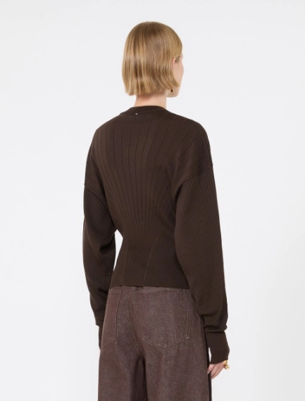 Shaped pure wool sweater - CHOCOLATE - Sportmax - 3