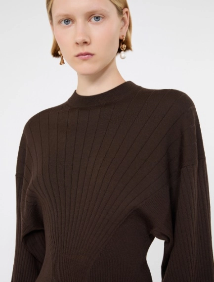 Shaped pure wool sweater - CHOCOLATE - Sportmax - 5