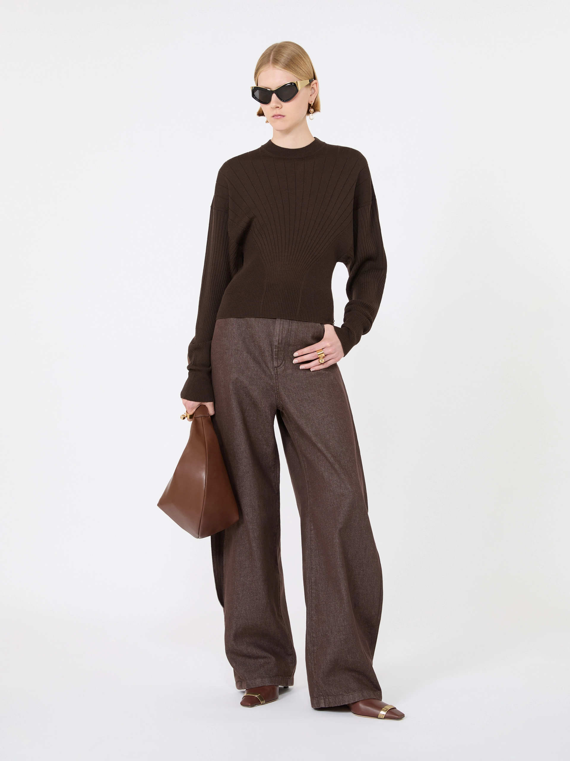 Shaped pure wool sweater - CHOCOLATE - Sportmax