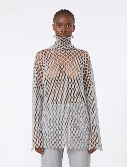 Open mesh-knit wool-blend sweater - LIGHT GREY - Sportmax - 2
