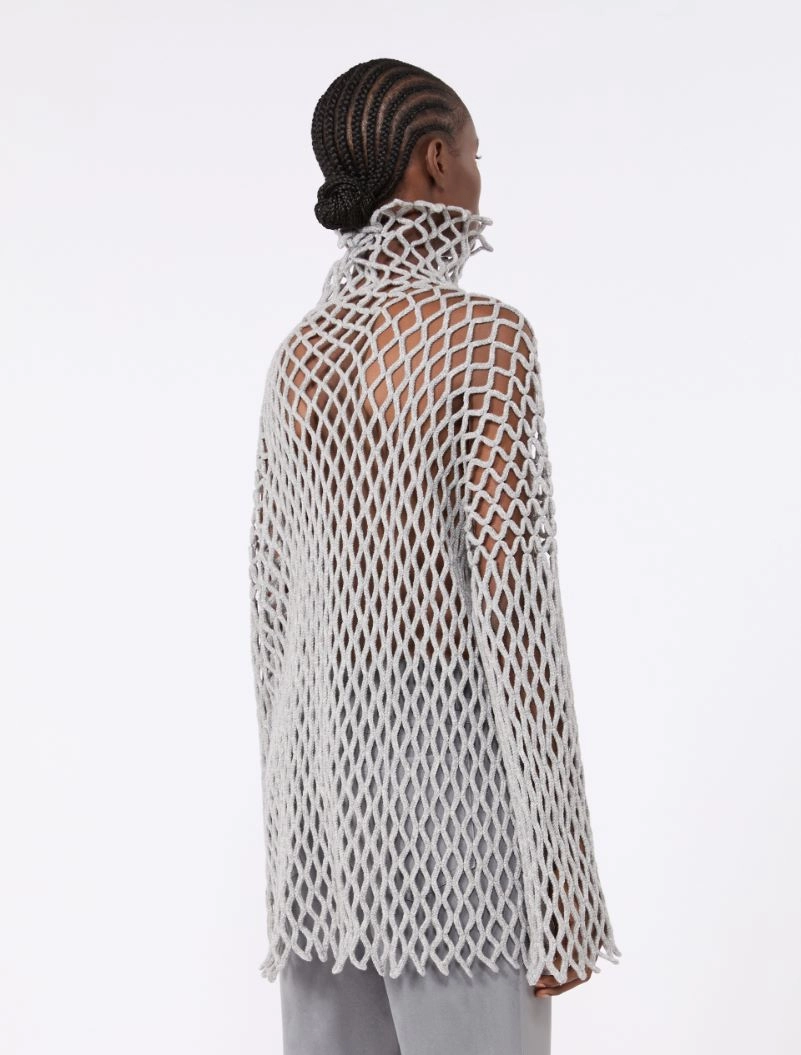 Open mesh-knit wool-blend sweater - LIGHT GREY - Sportmax - 3