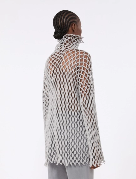 Open mesh-knit wool-blend sweater - LIGHT GREY - Sportmax - 3