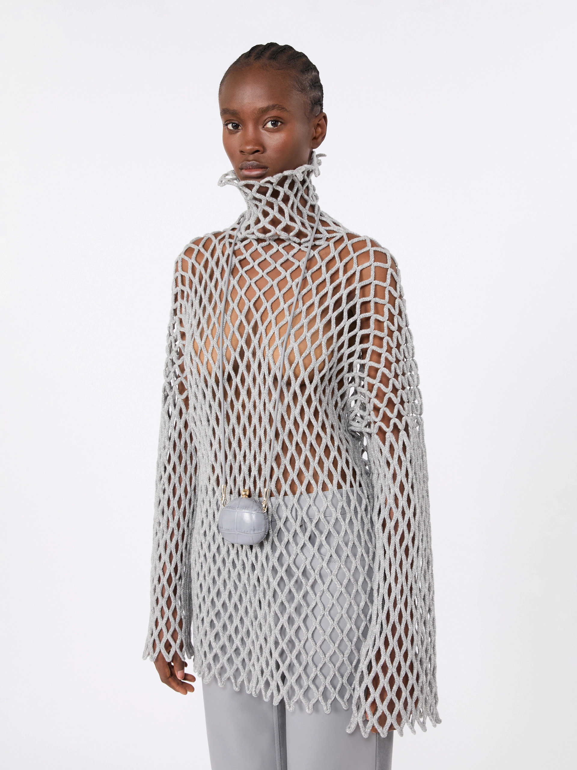 Open mesh-knit wool-blend sweater - LIGHT GREY - Sportmax - 4