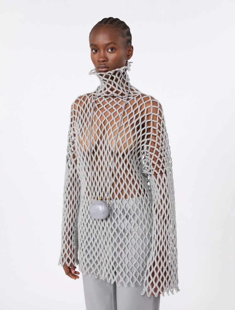 Open mesh-knit wool-blend sweater - LIGHT GREY - Sportmax - 4