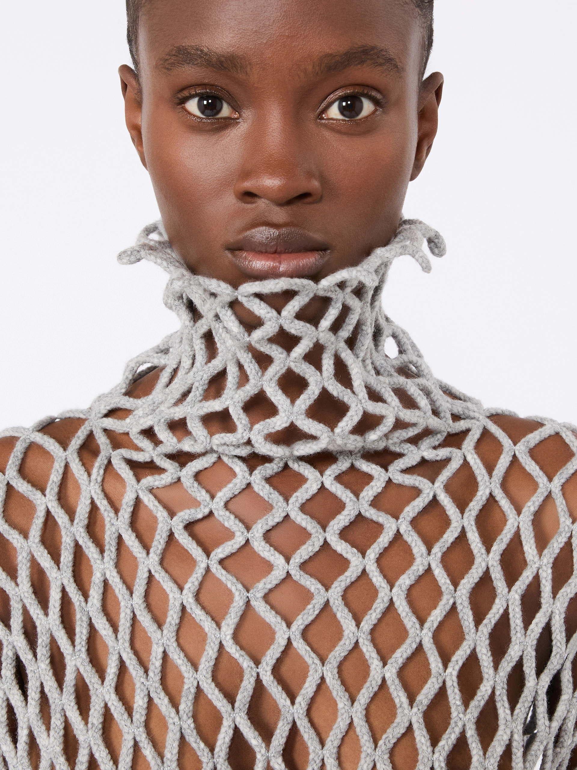 Open mesh-knit wool-blend sweater - LIGHT GREY - Sportmax - 5