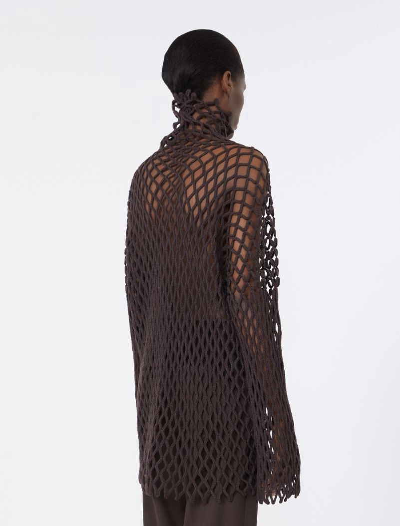 Open mesh-knit wool-blend sweater - DARK BROWN - Sportmax - 3