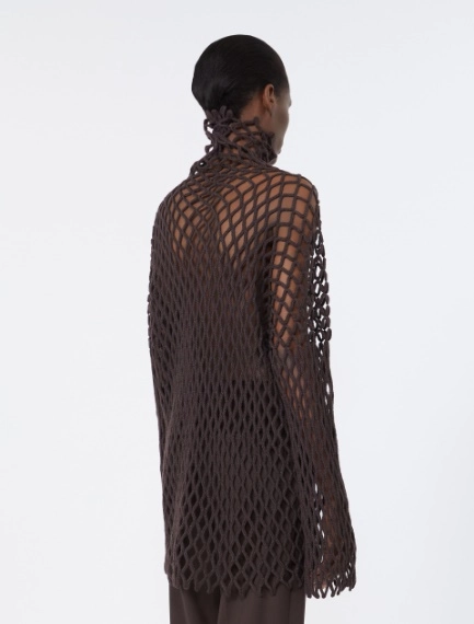 Open mesh-knit wool-blend sweater - DARK BROWN - Sportmax - 3