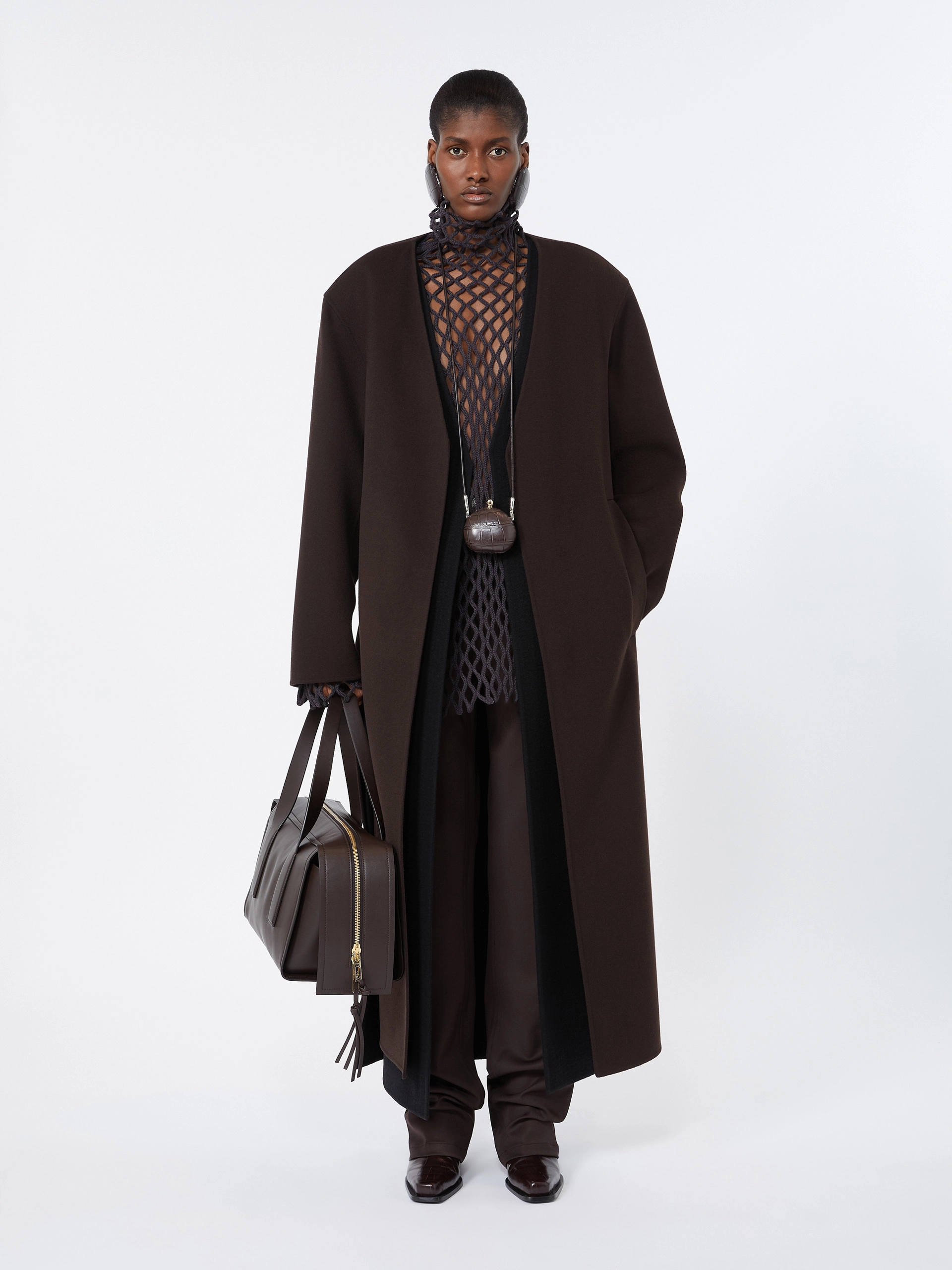 Open mesh-knit wool-blend sweater - DARK BROWN - Sportmax