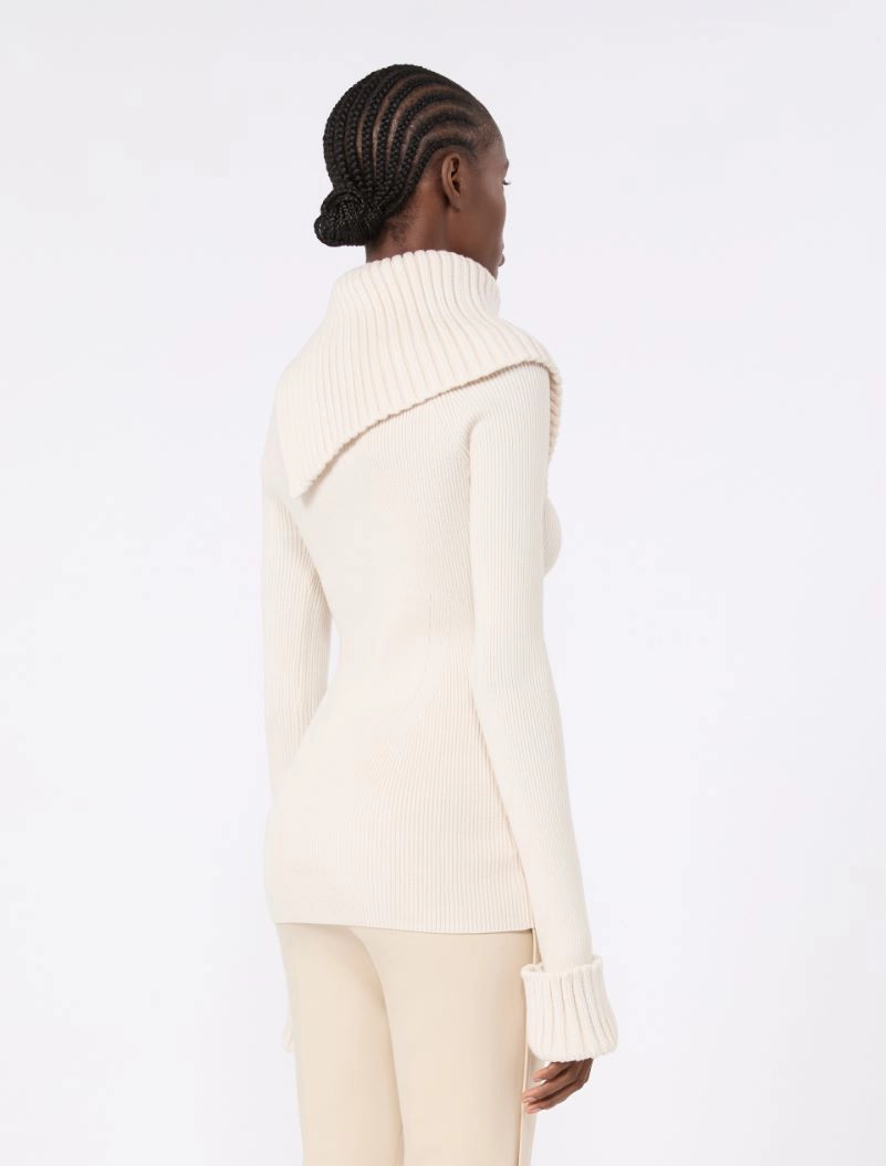 Slim stretch wool sweater - WHITE - Sportmax - 3