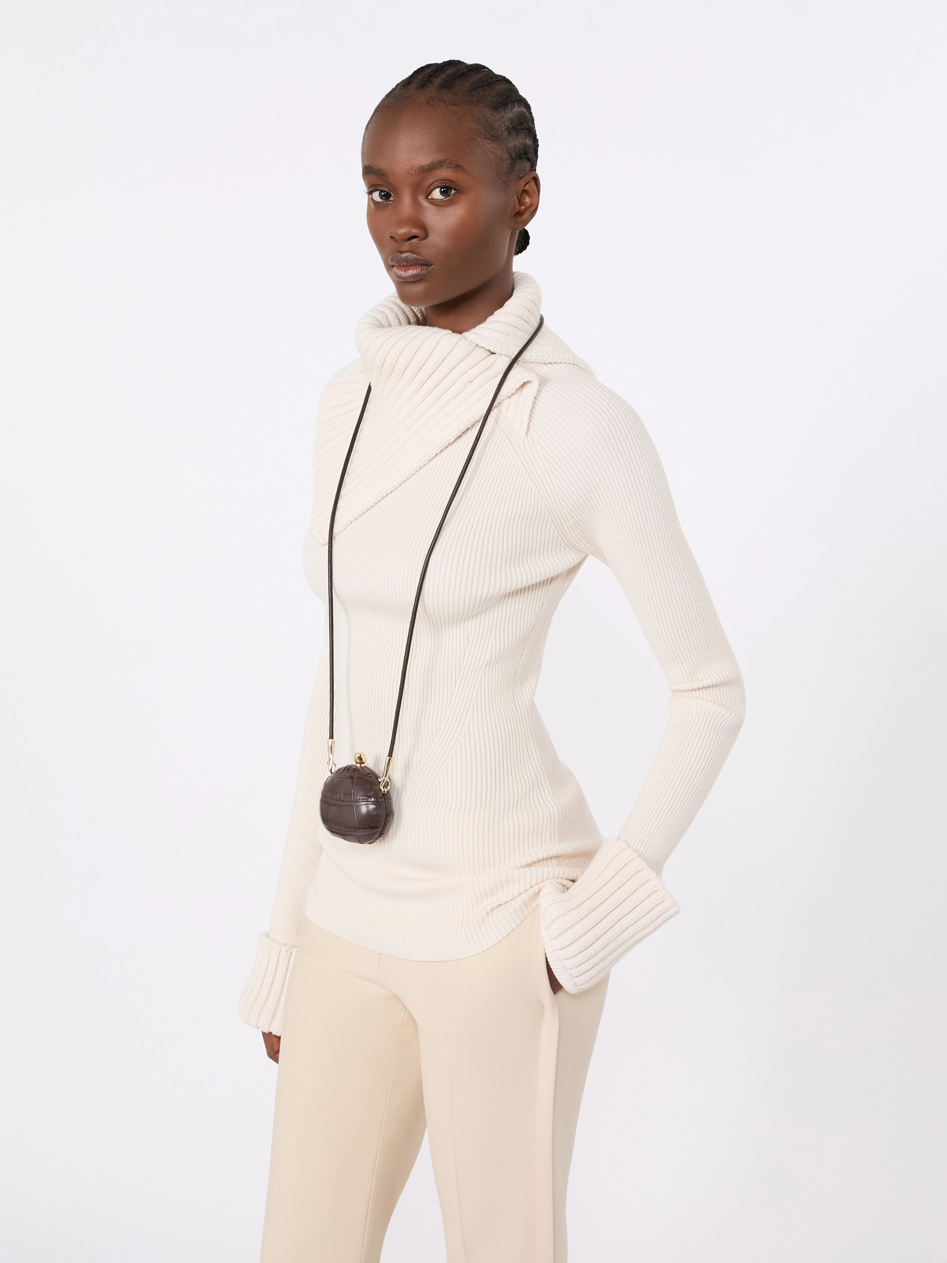 Slim stretch wool sweater - WHITE - Sportmax - 4