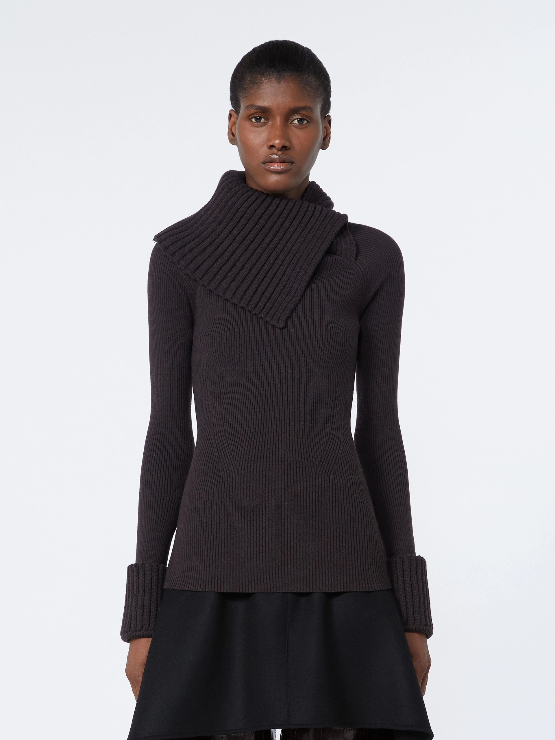 Slim stretch wool sweater - DARK BROWN - Sportmax - 2