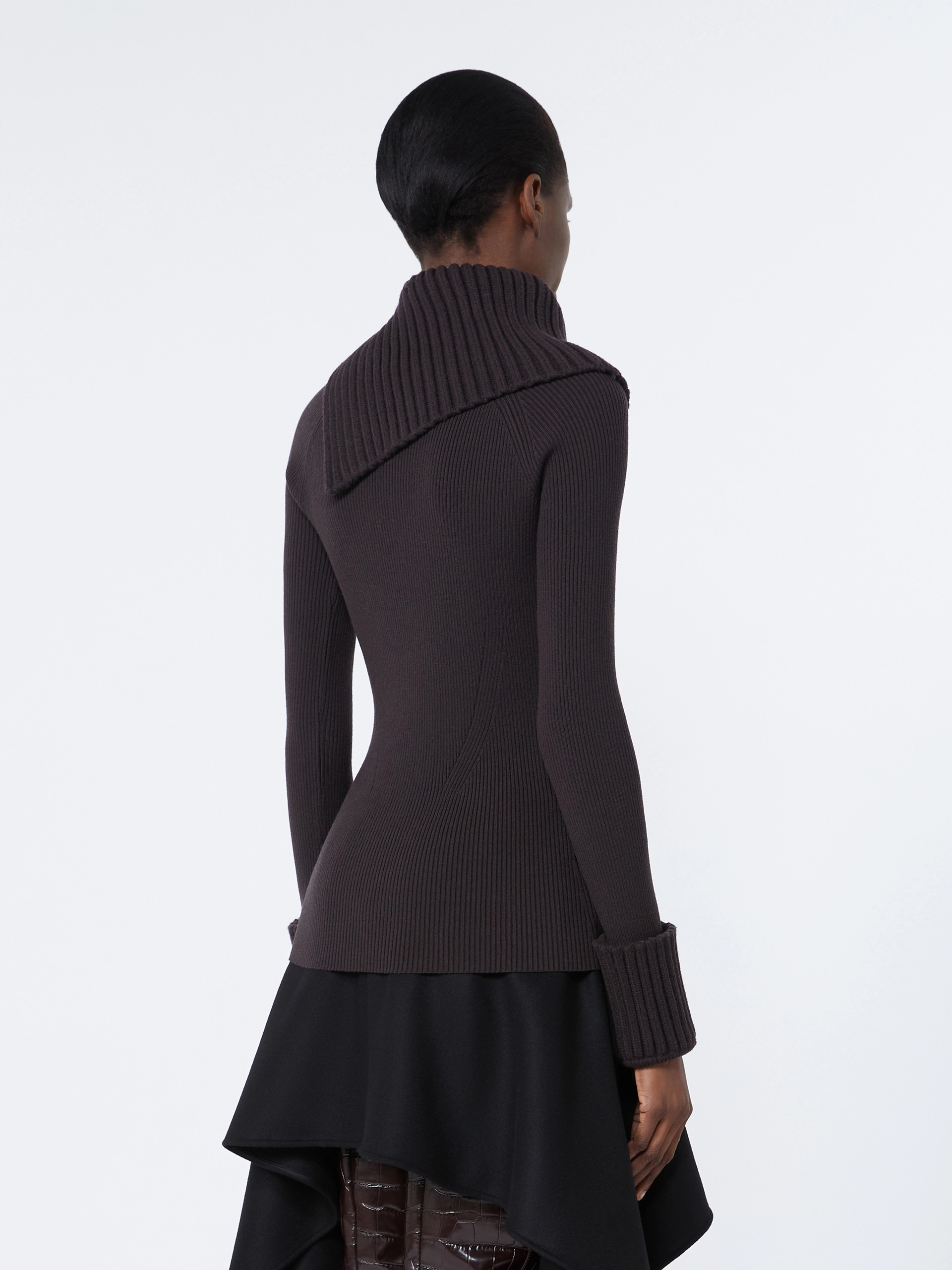 Slim stretch wool sweater - DARK BROWN - Sportmax - 3