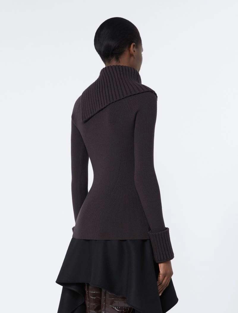 Slim stretch wool sweater - DARK BROWN - Sportmax - 3