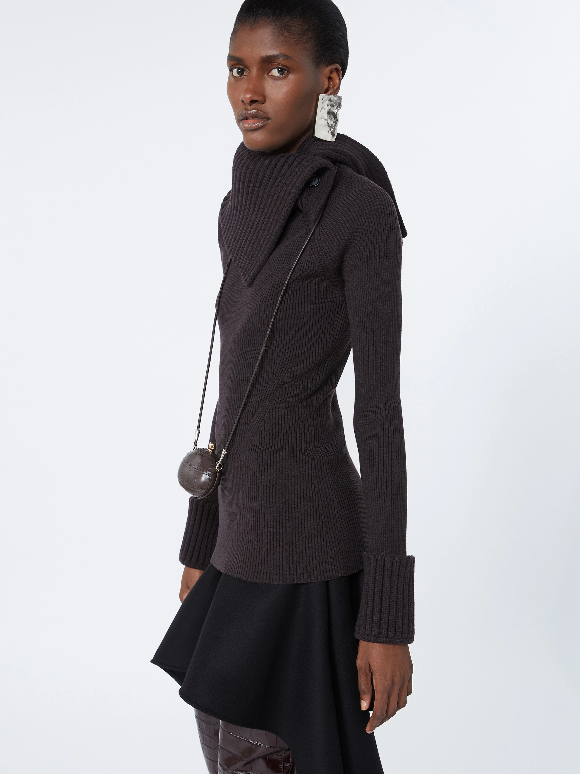 Slim stretch wool sweater - DARK BROWN - Sportmax - 4