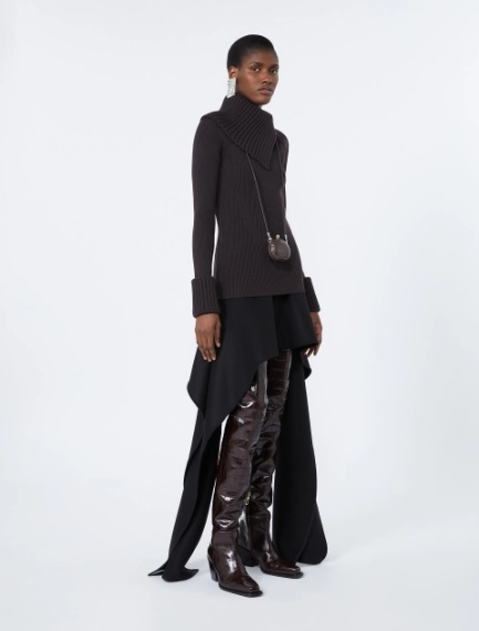 Slim stretch wool sweater - DARK BROWN - Sportmax - 1
