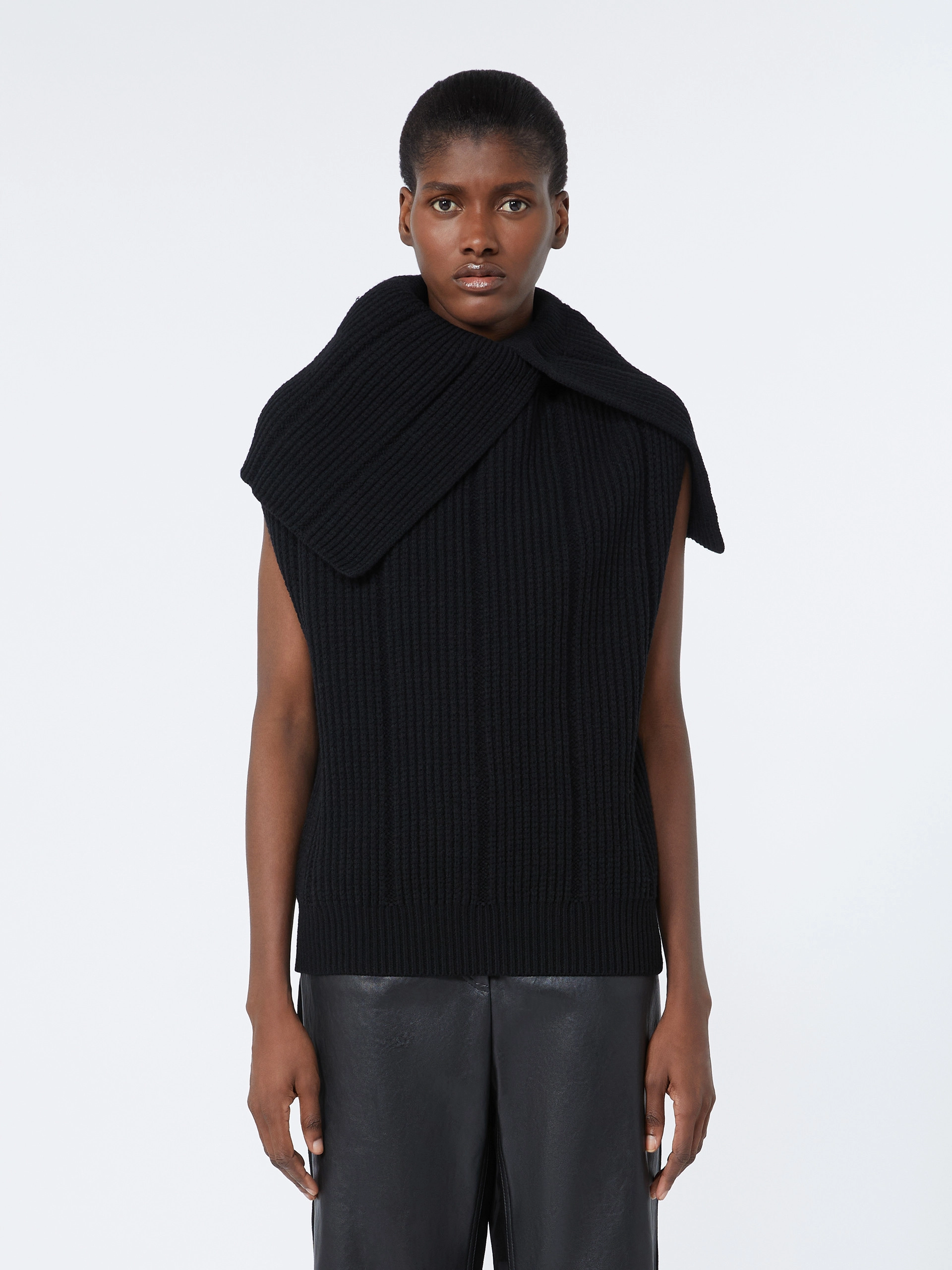 Maglia smanicata in lana stretch - NERO - Sportmax - 2
