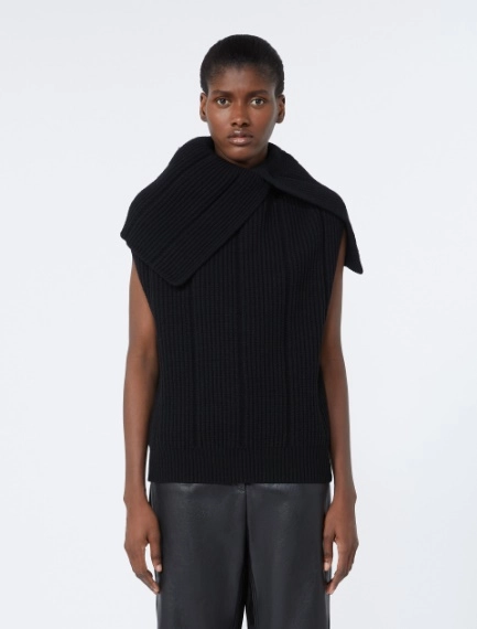 Maglia smanicata in lana stretch - NERO - Sportmax - 2