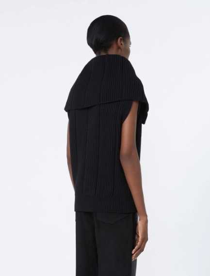 Maglia smanicata in lana stretch - NERO - Sportmax - 3