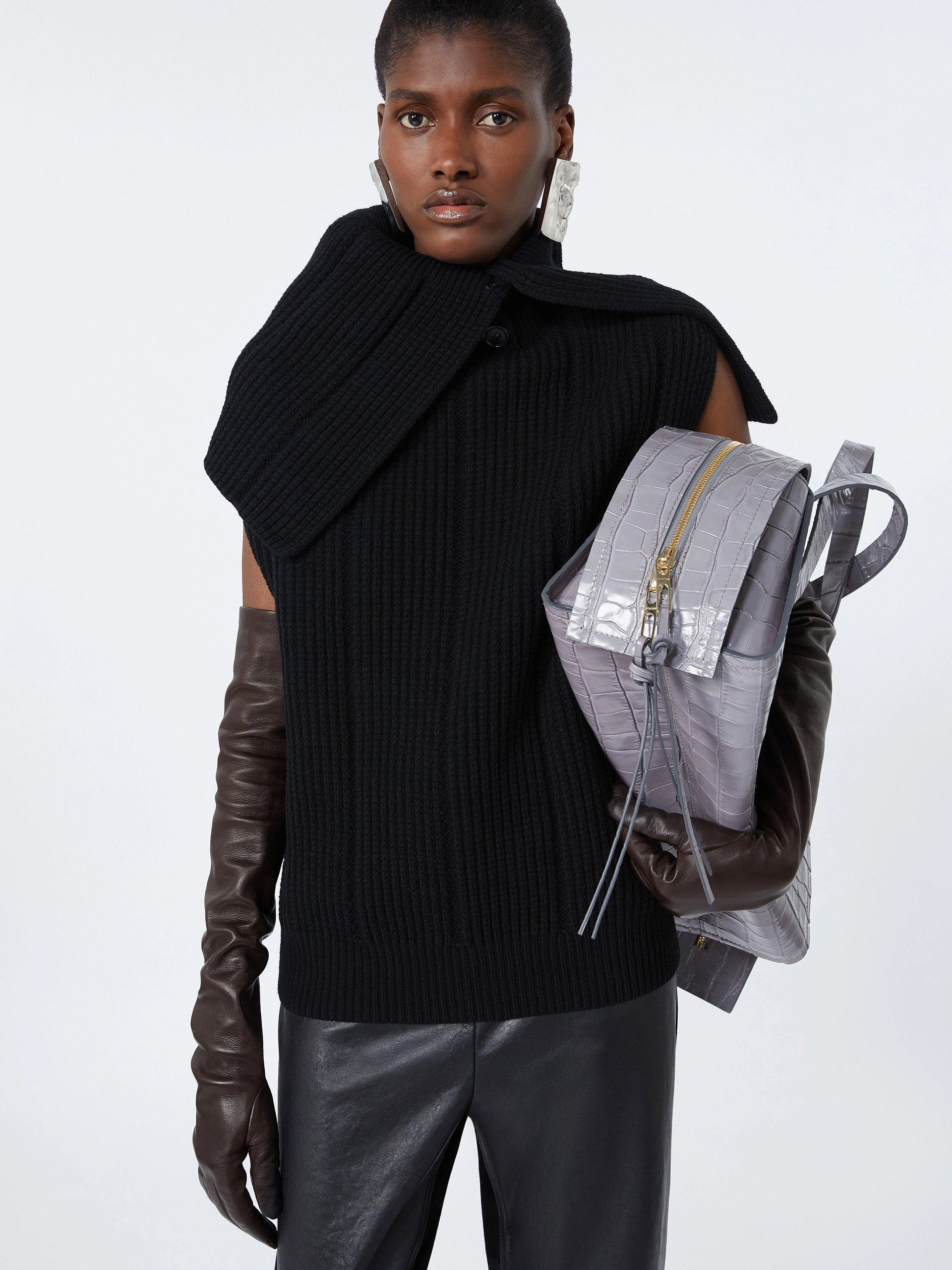 Maglia smanicata in lana stretch - NERO - Sportmax - 4