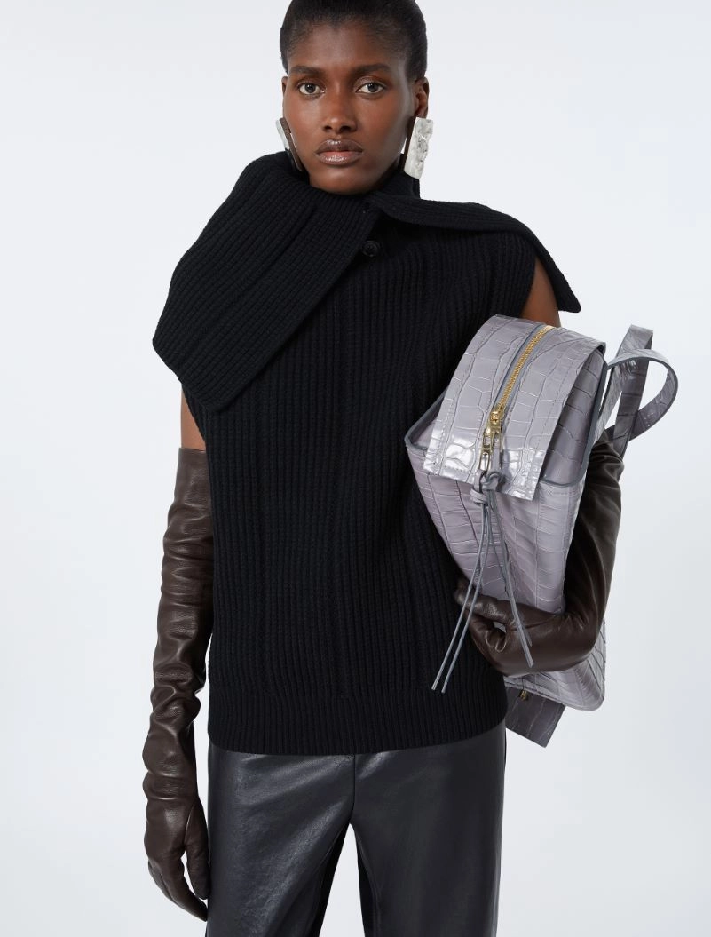 Maglia smanicata in lana stretch - NERO - Sportmax - 4