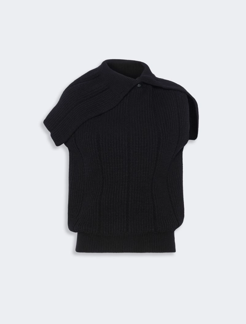 Maglia smanicata in lana stretch - NERO - Sportmax - 6