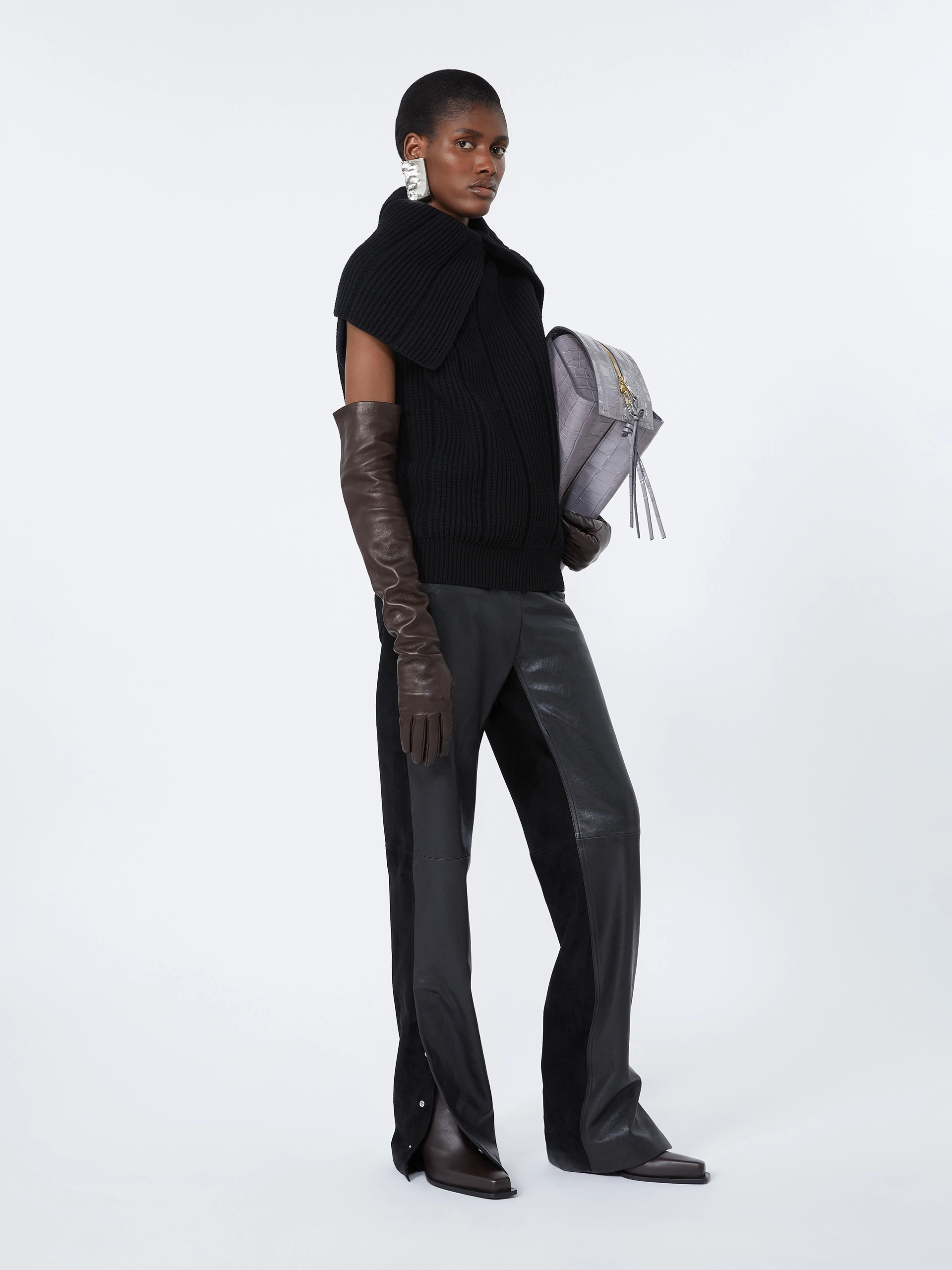 Maglia smanicata in lana stretch - NERO - Sportmax