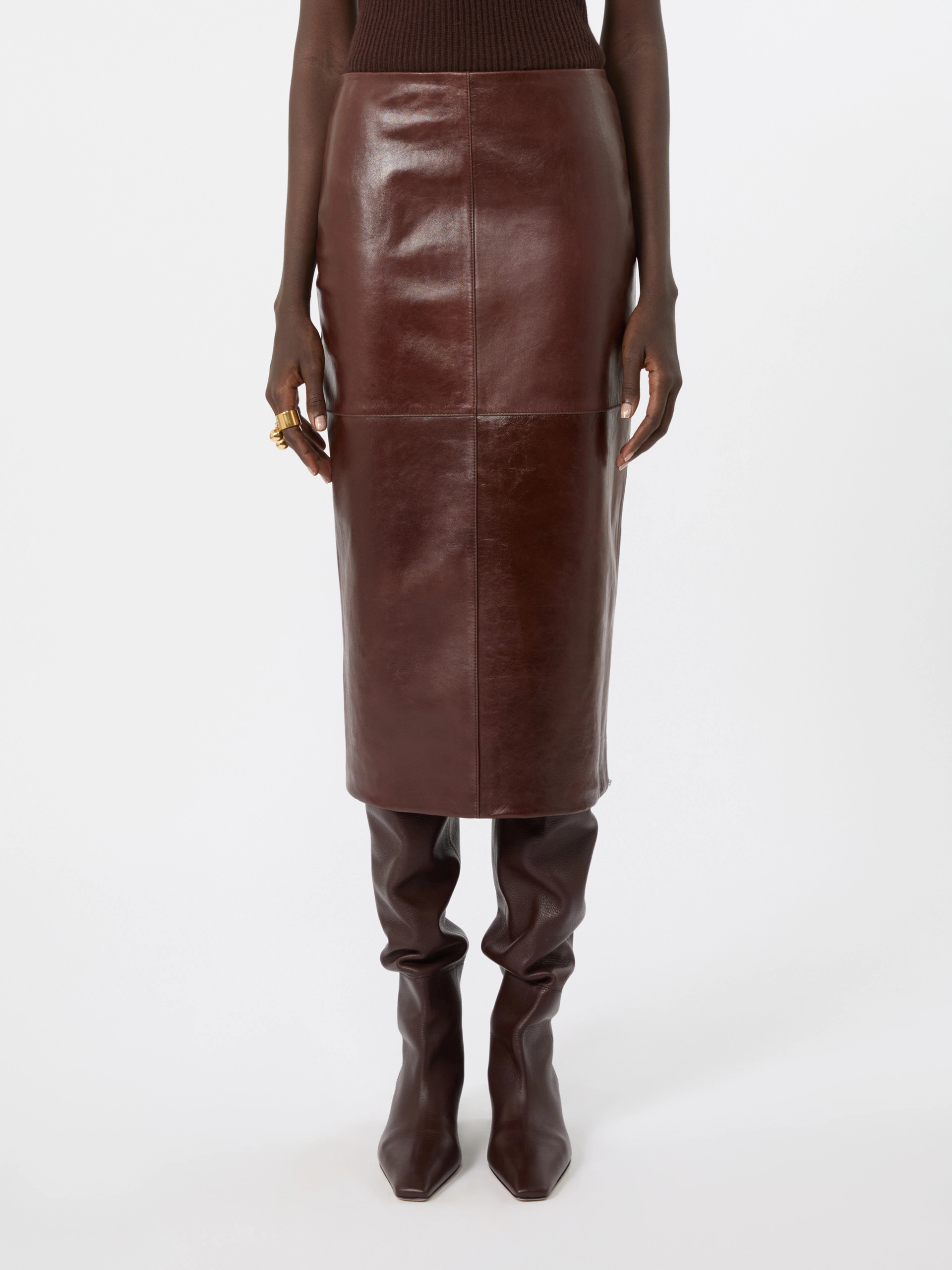 Nappa-leather midi skirt - PLUM - Sportmax - 2