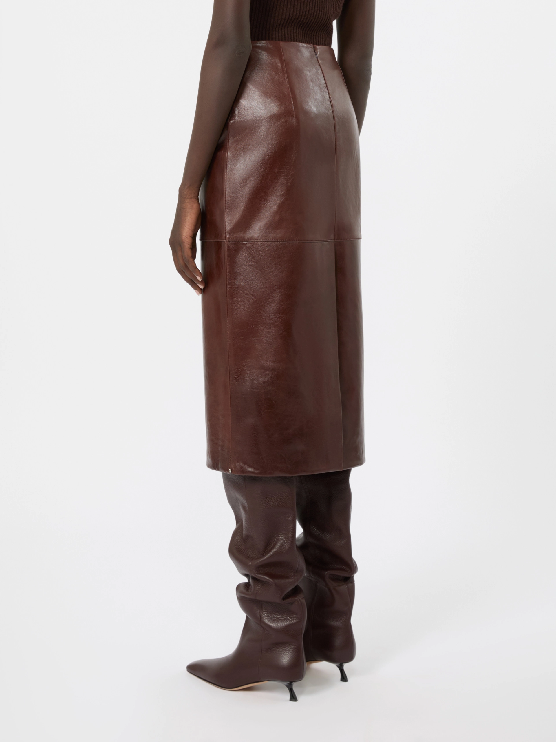 Nappa-leather midi skirt - PLUM - Sportmax - 3
