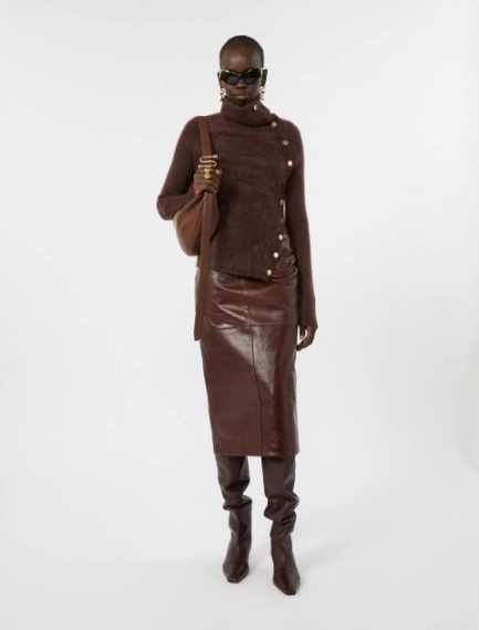 Nappa-leather midi skirt - PLUM - Sportmax - 1