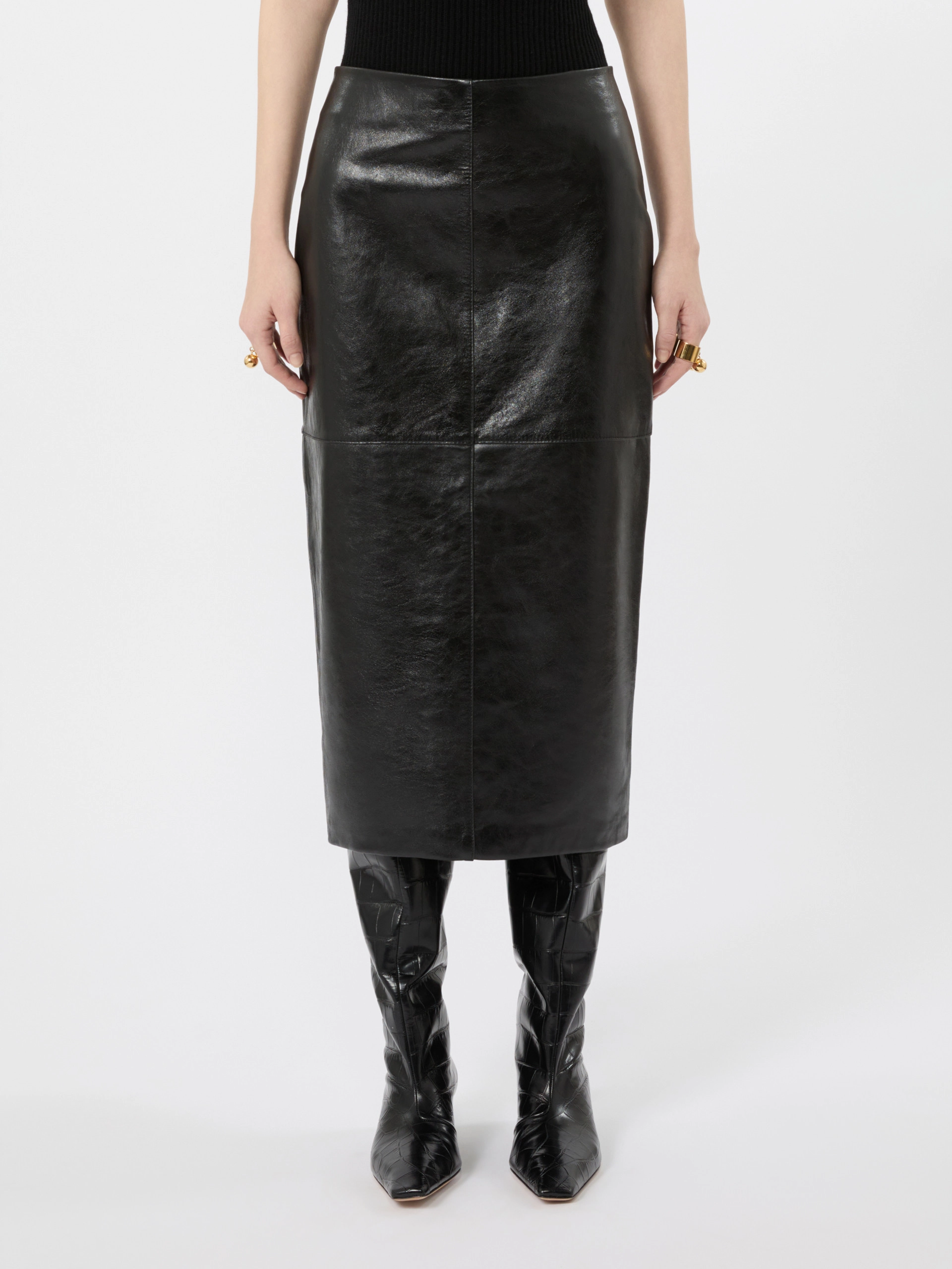 Nappa-leather midi skirt - BLACK - Sportmax - 2