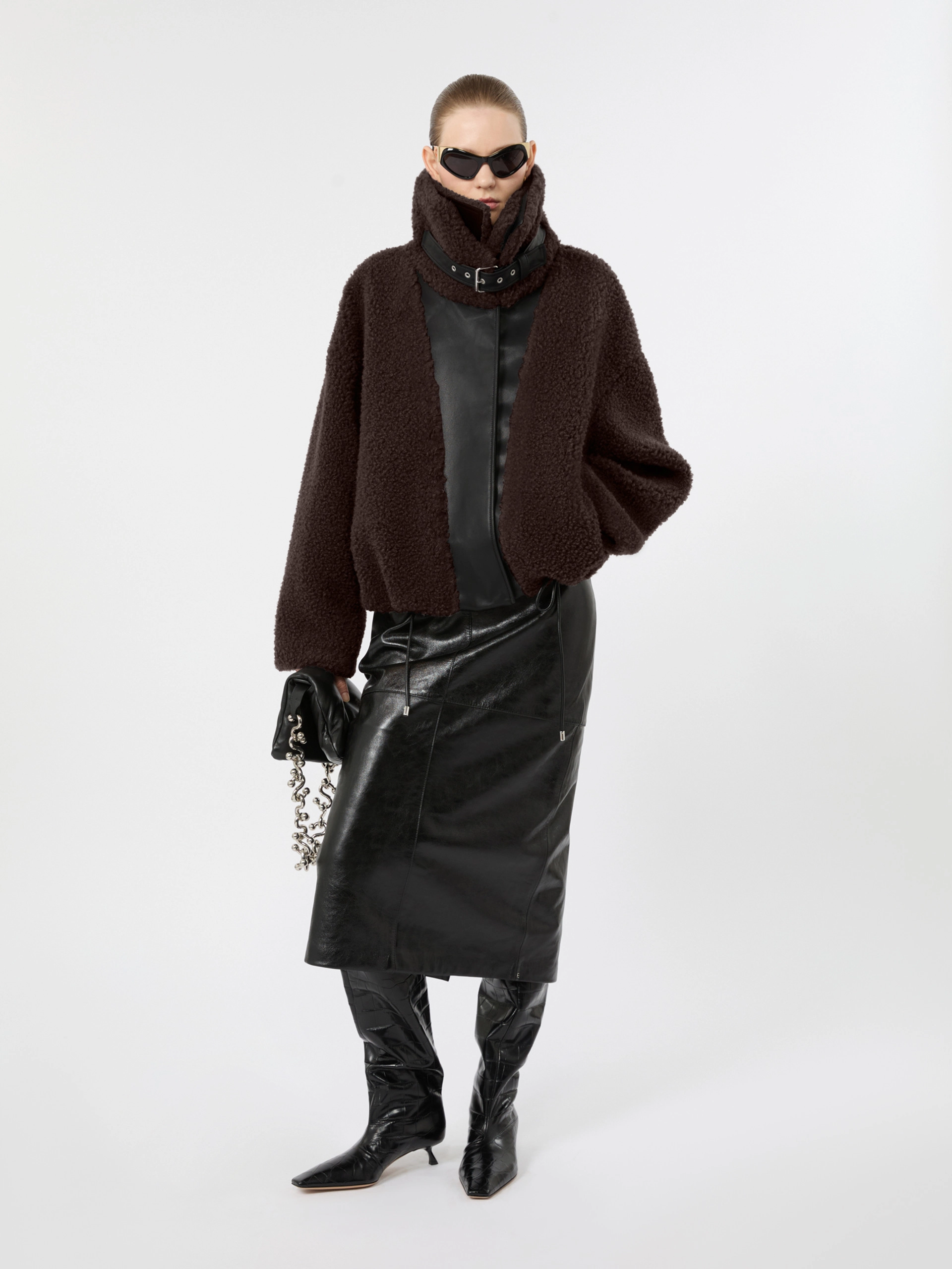 Nappa-leather midi skirt - BLACK - Sportmax