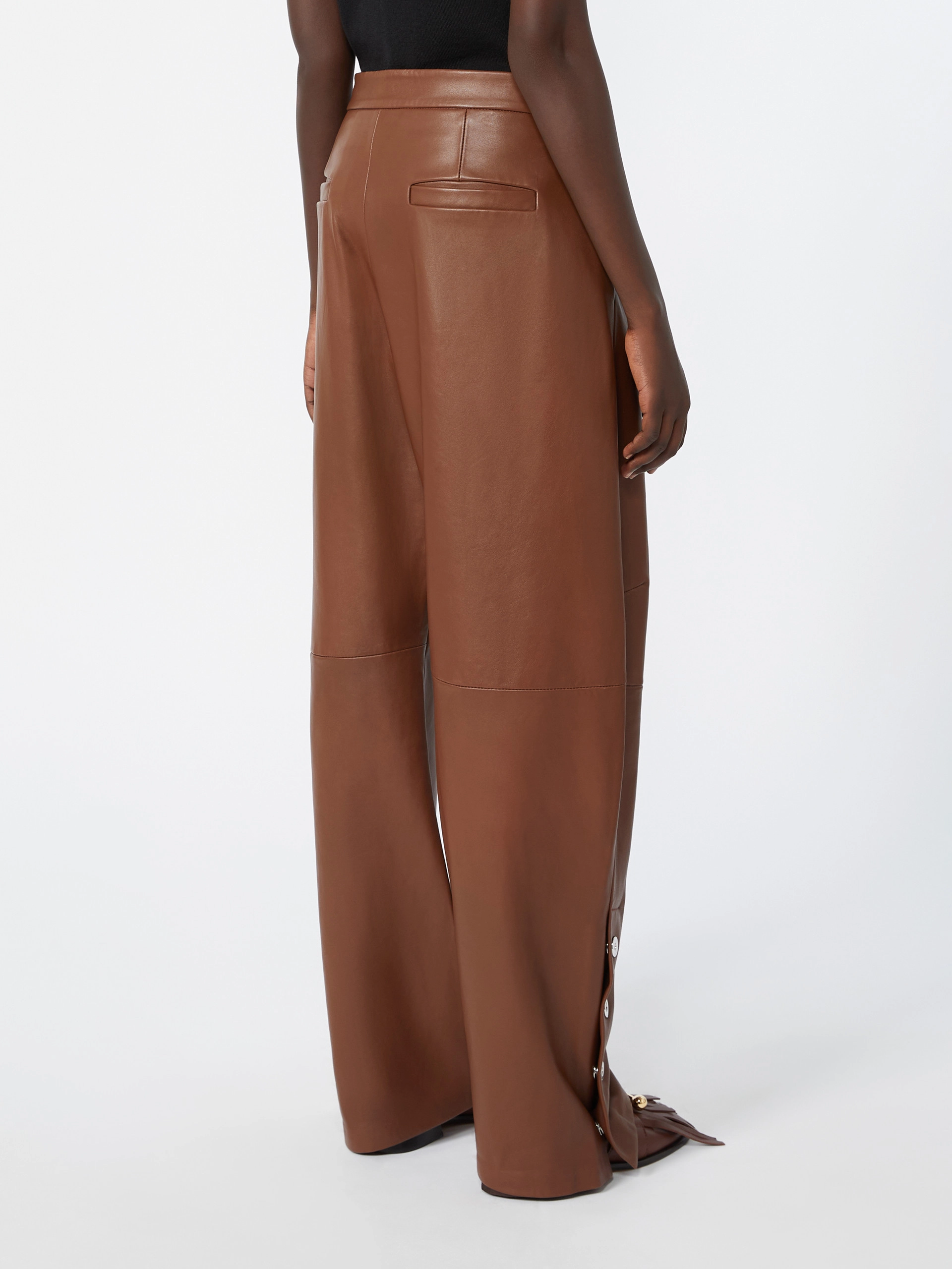Nappa leather baggy trousers - BROWN - Sportmax - 3