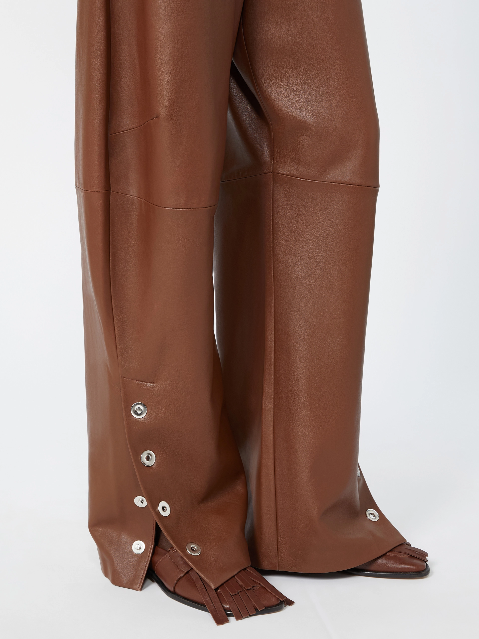 Nappa leather baggy trousers - BROWN - Sportmax - 4