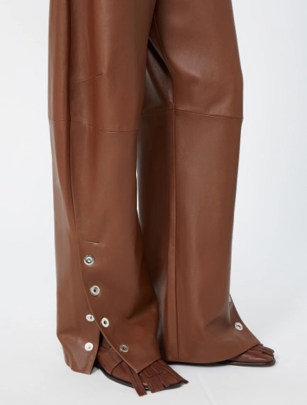 Nappa leather baggy trousers - BROWN - Sportmax - 4