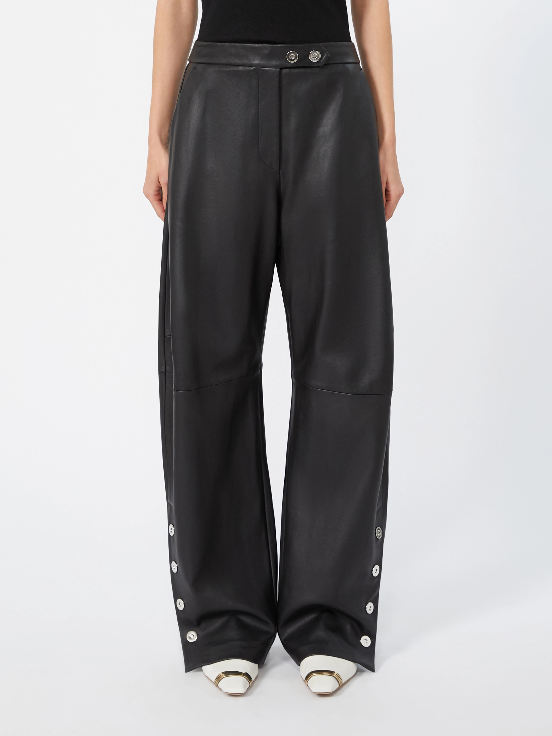 Nappa leather baggy trousers - BLACK - Sportmax - 2