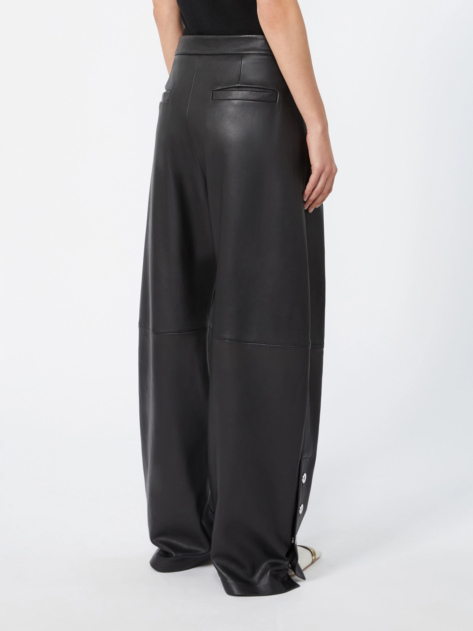 Nappa leather baggy trousers - BLACK - Sportmax - 3