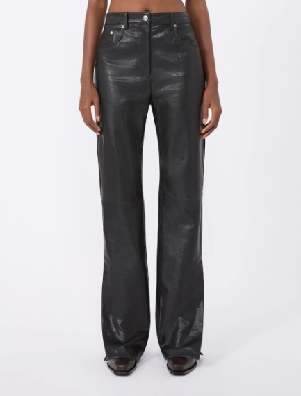 Leather and suede 5-pocket trousers - BLACK - Sportmax - 2