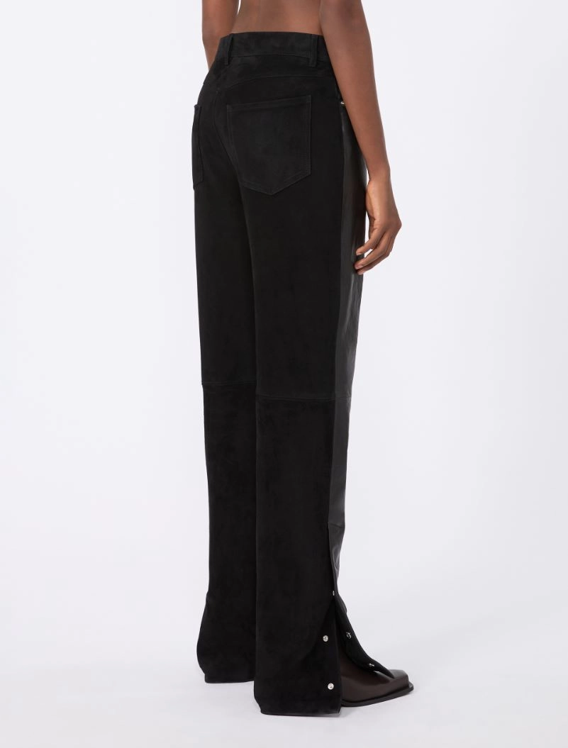 Leather and suede 5-pocket trousers - BLACK - Sportmax - 3