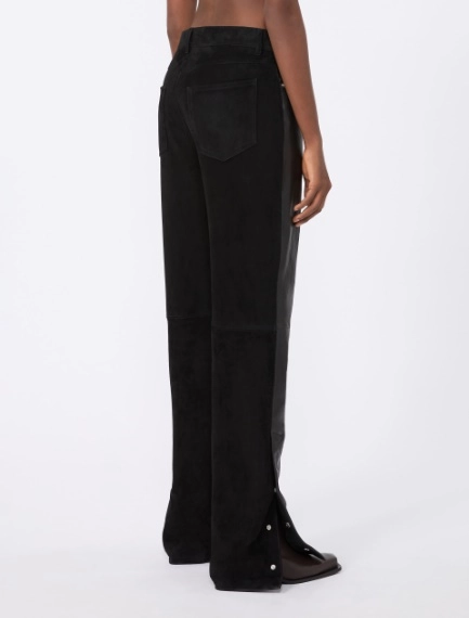 Leather and suede 5-pocket trousers - BLACK - Sportmax - 3