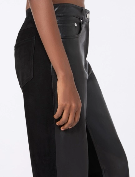 Leather and suede 5-pocket trousers - BLACK - Sportmax - 4