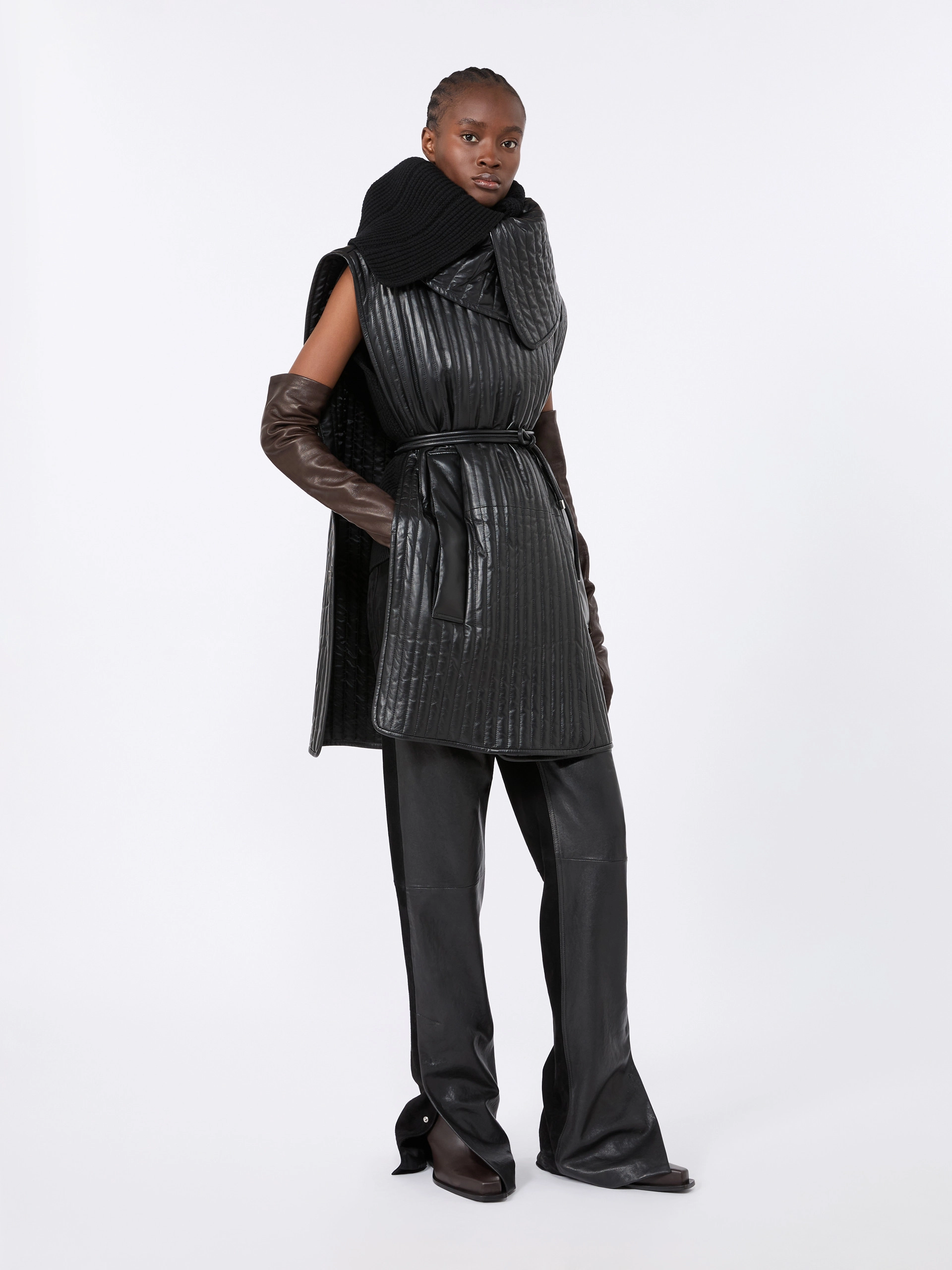 Leather and suede 5-pocket trousers - BLACK - Sportmax