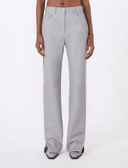 Leather and suede 5-pocket trousers - MEDIUM GREY - Sportmax - 2