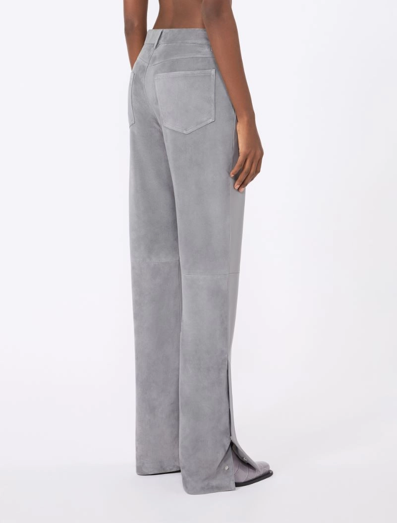 Leather and suede 5-pocket trousers - MEDIUM GREY - Sportmax - 3