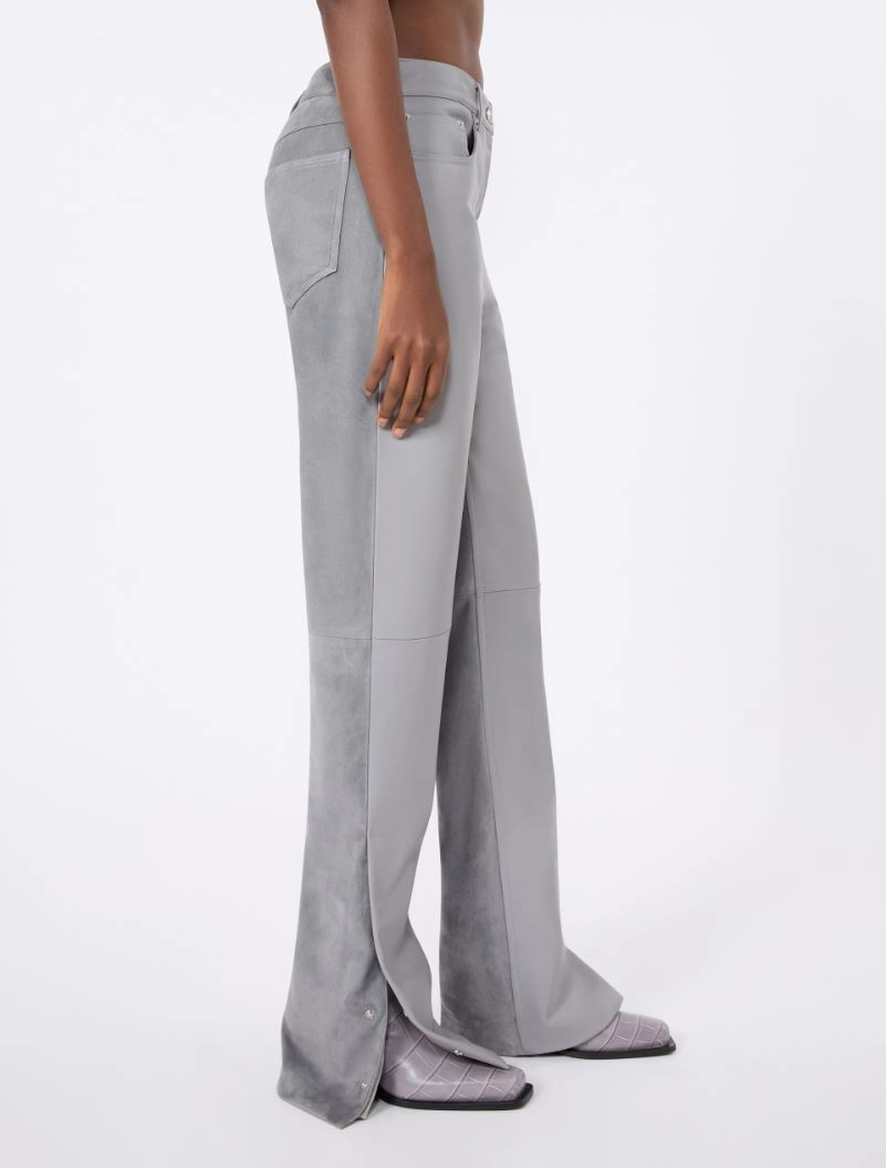 Leather and suede 5-pocket trousers - MEDIUM GREY - Sportmax - 4