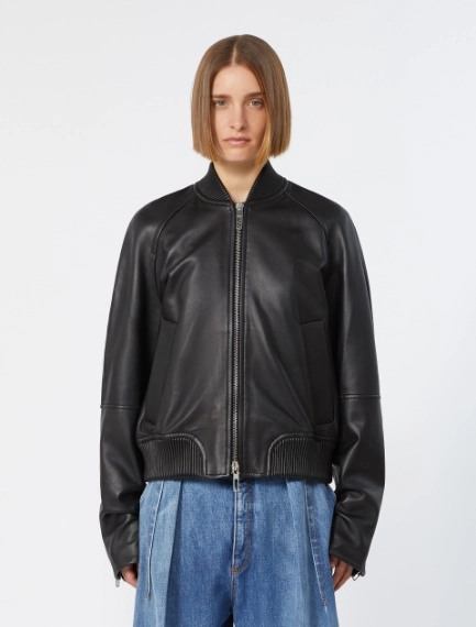 Nappa leather bomber jacket - BLACK - Sportmax - 2