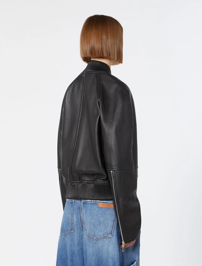 Nappa leather bomber jacket - BLACK - Sportmax - 3