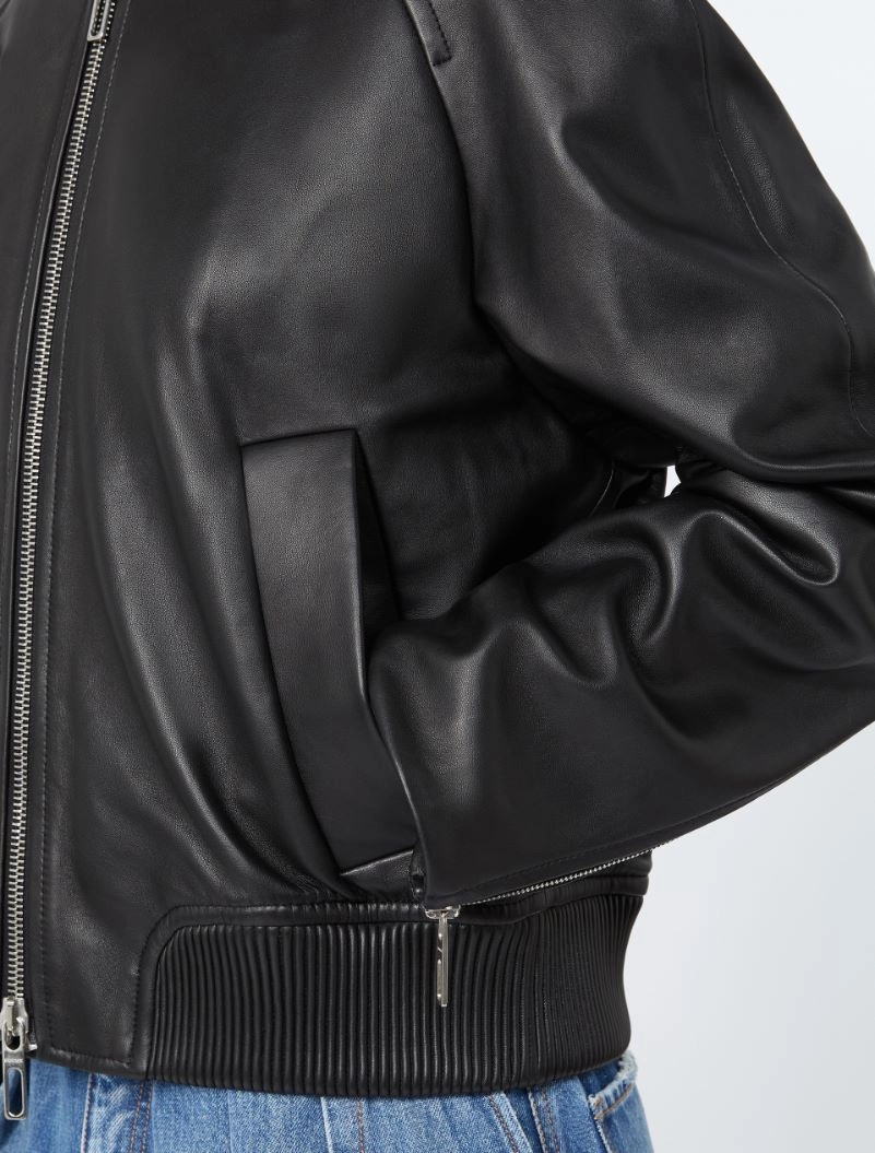 Nappa leather bomber jacket - BLACK - Sportmax - 5